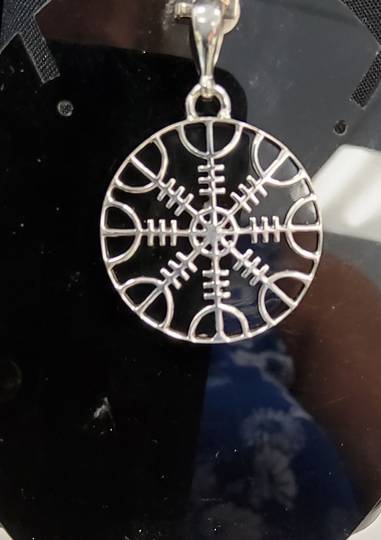 Silver Protection Symbol on Onyx Pendant
